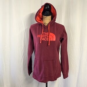 The North Face Womens sz L Sweatshirt Hoodie Red Pink Colorblock Pullover